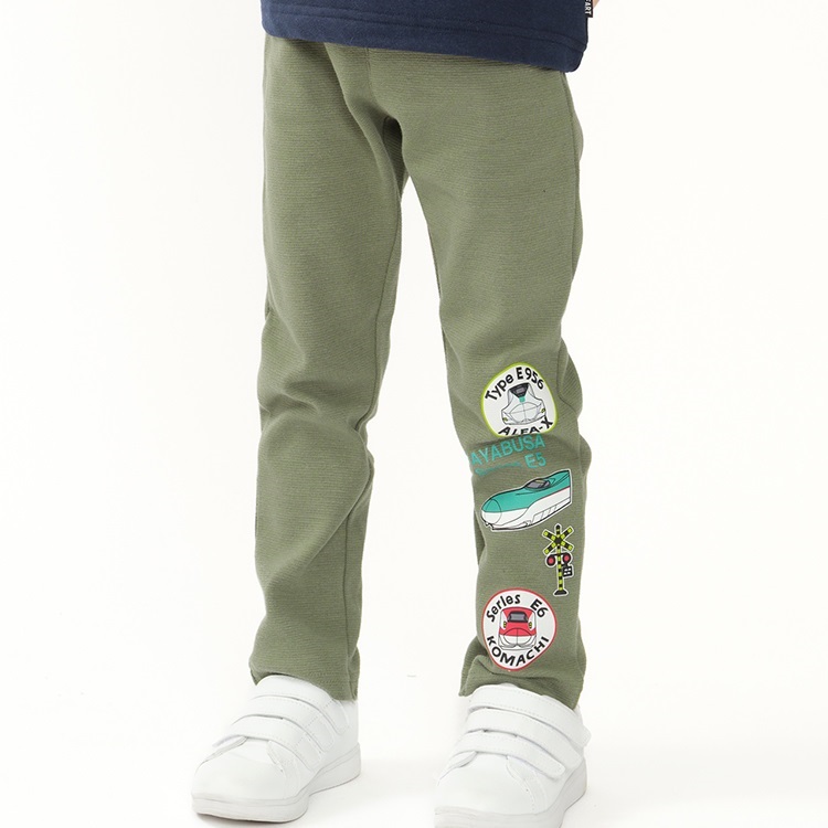 新幹線電車プリントリップルフライスパンツ(グリーン-100cm)