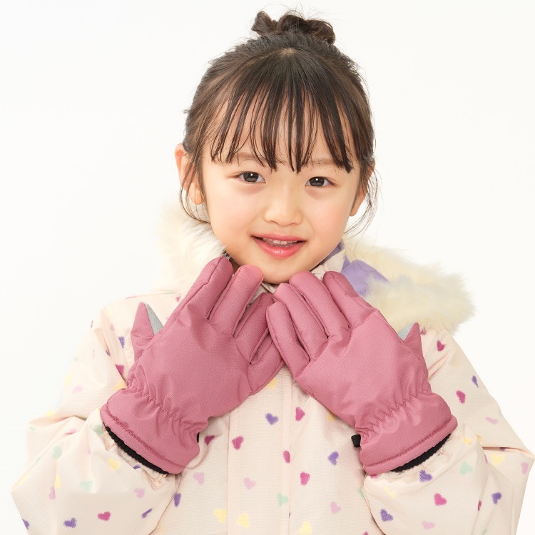 撥水5本指スノーグローブ(ピンク-L)