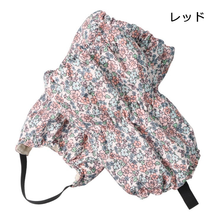 小花柄キャハン・雪よけ足カバー(レッド-M)