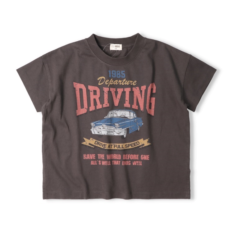*車ロゴかすれプリント半袖Tシャツ(スミブラック-90cm)