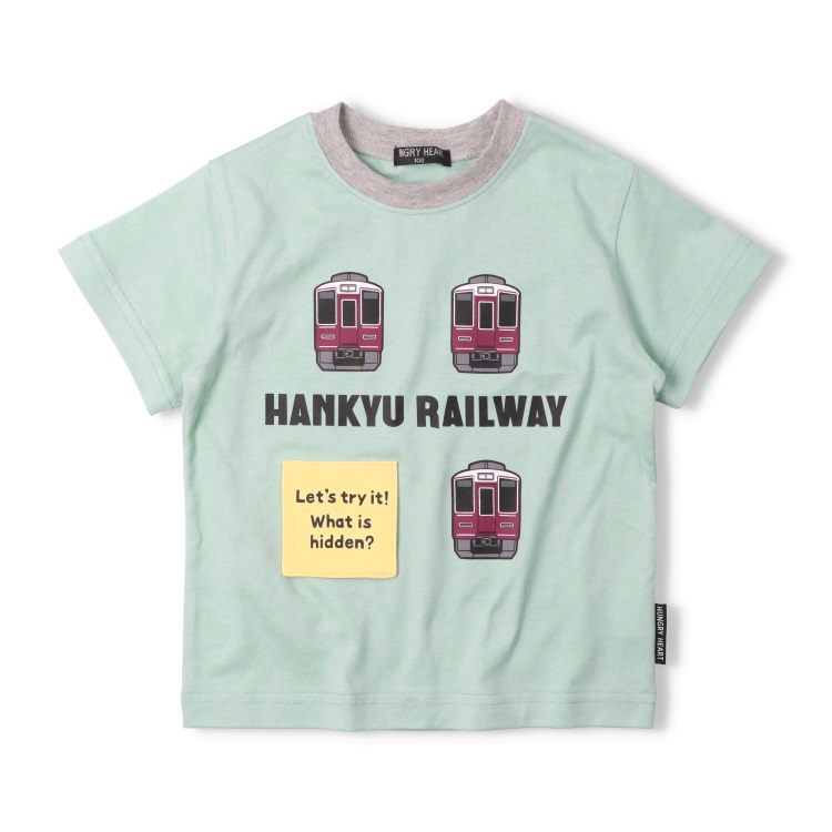 阪急電車仕掛け半袖Tシャツ(エメラルドグリーン-80cm)