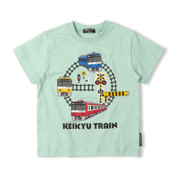 京急電車踏切仕掛け半袖Ｔシャツ(ライトグリーン-90cm)