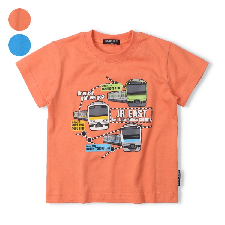 JR在来線電車路線図風プリント半袖Tシャツ