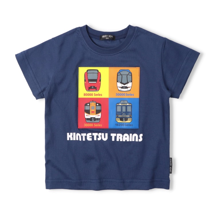 近鉄電車アップリケ半袖Tシャツ(ネイビー-80cm)