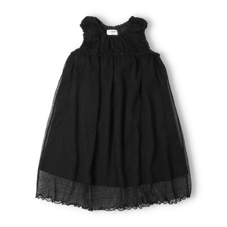 *シフォンノースリーブワンピース(ブラック-120cm)