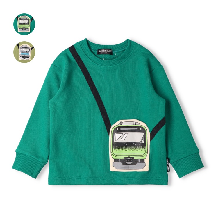 *JR在来線電車ポシェット風裏毛トレーナー