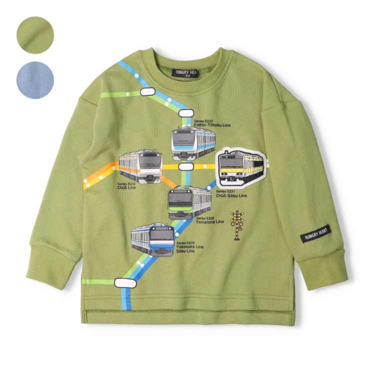 会員ランク別セール対象】JR在来線電車路線図プリント裏毛トレーナー