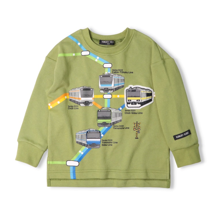 JR在来線電車路線図プリント裏毛トレーナー トレーナー｜子供服