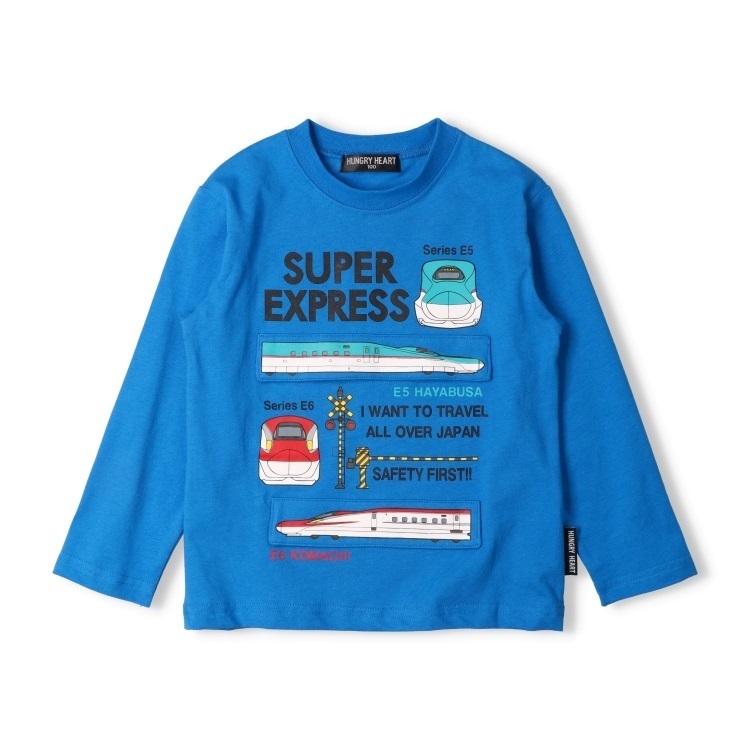 JR新幹線電車仕掛け長袖Tシャツ(ブルー-130cm)