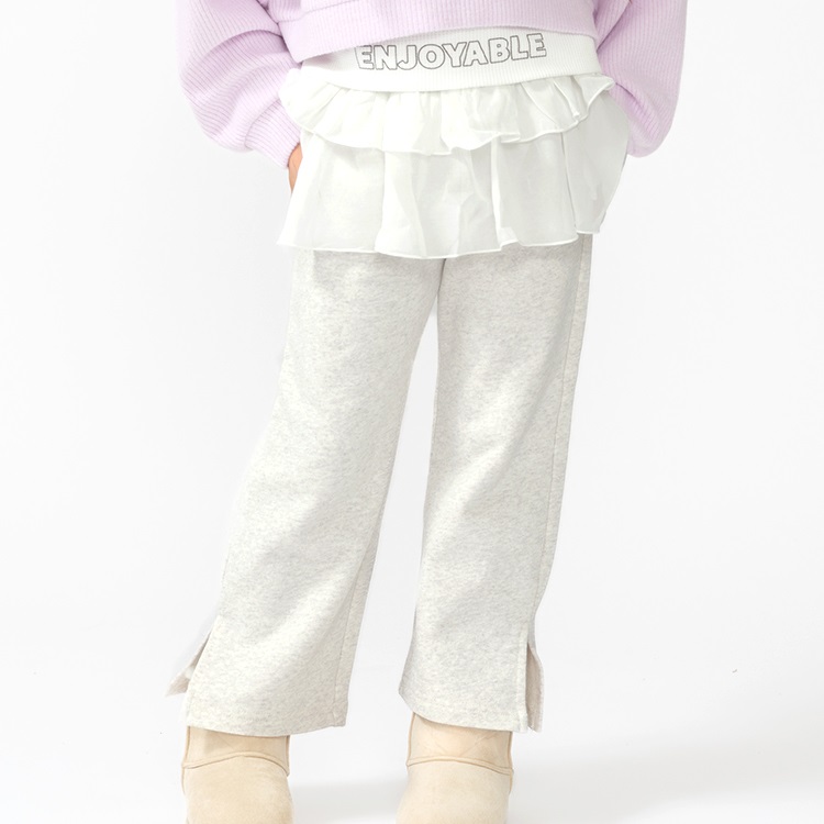シフォンフリル付スウェットロングパンツ(オフホワイト-90cm)