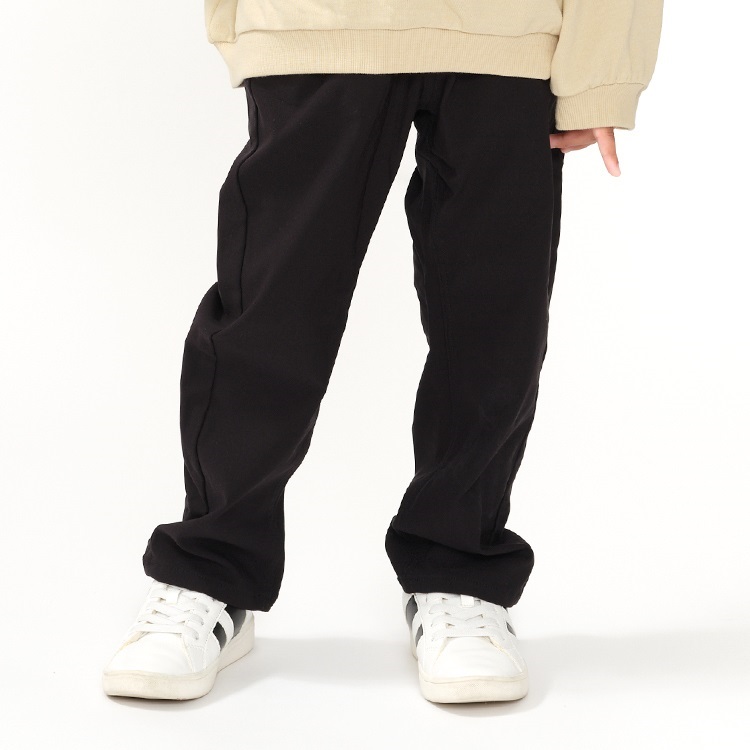 *ストレッチツイル裏起毛ロングパンツ(ブラック-110cm)