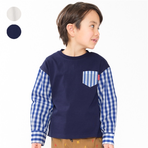 美品】ドットアンドストライプス ギンガムチェックシャツ 蝶ネクタイ風