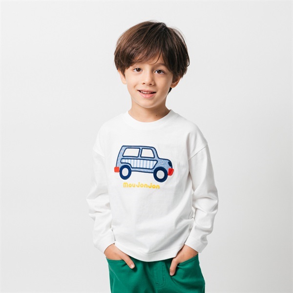 ファミリア長袖Tシャツ車アップリケ　GY 　100 車アップリケ長袖Tシャツ 長袖Tシャツ｜子供服・ベビー服の通販は