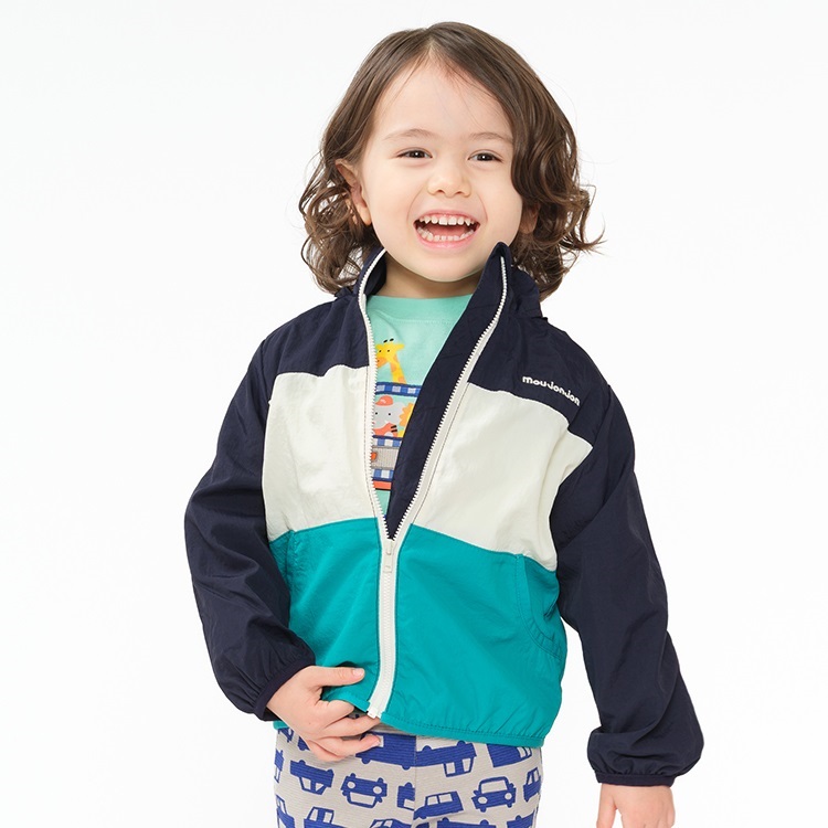 *撥水加工切替ナイロンジャケット(ネイビー-120cm)