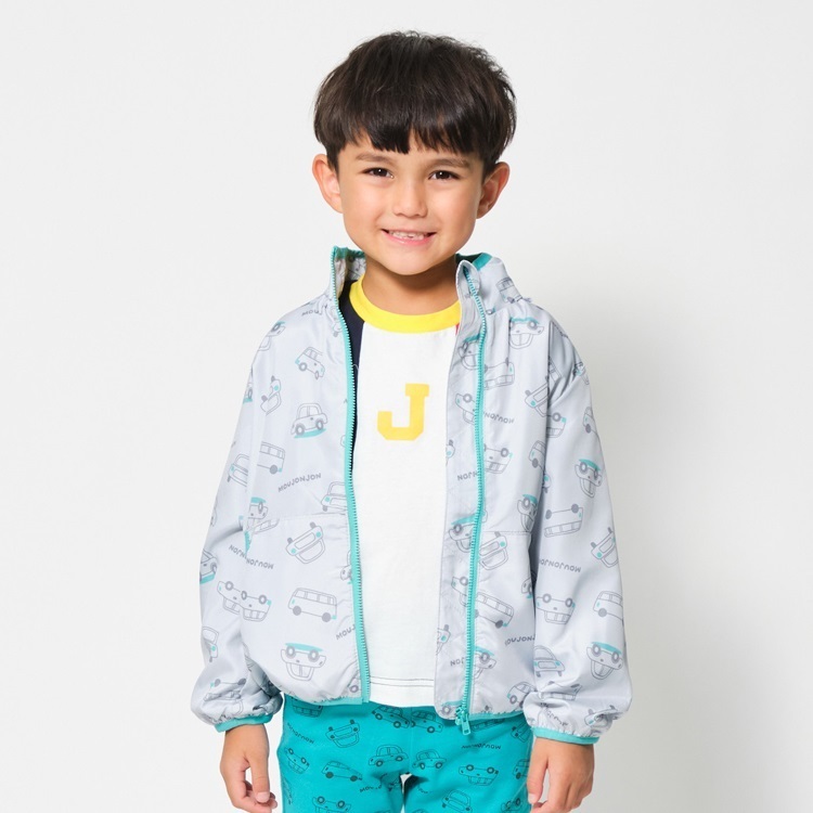 撥水加工車柄タフタジャケット(ライトグレー-90cm)