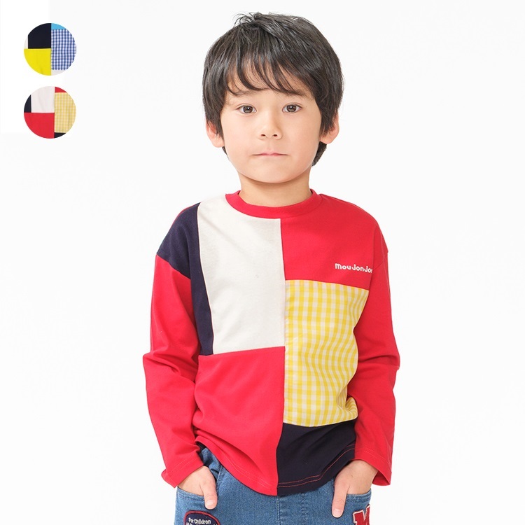 切替配色長袖Tシャツ