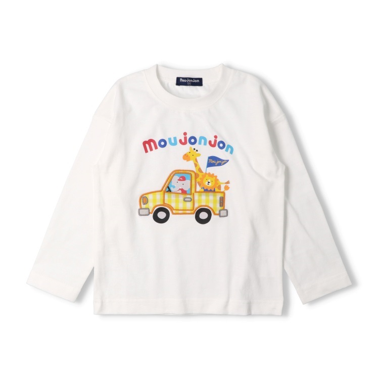 *動物プリント長袖Tシャツ(ホワイト-100cm)