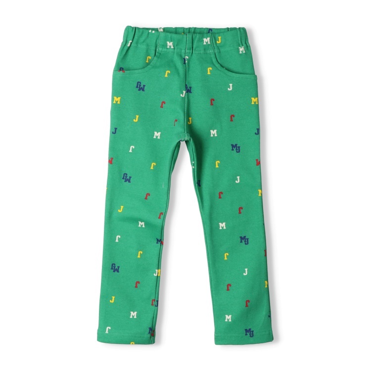 ロゴ総柄フライスロングパンツ(グリーン-80cm)
