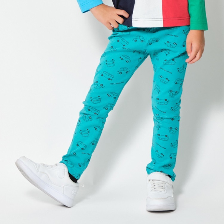 *車柄フライスロングパンツ(エメラルドグリーン-120cm)