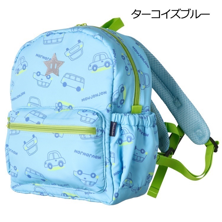 *いちご・車総柄リュック(ターコイズブルー-L)