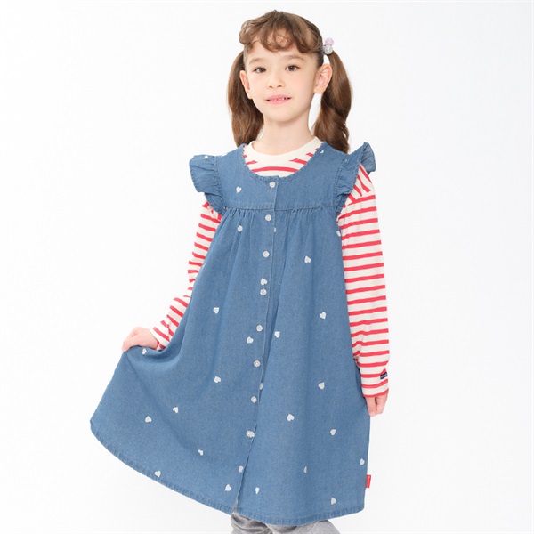 お値下げ！マムエモマ　ジャンパースカート120 Z-UP JUMPER SKIRT/ジップアップジャンパースカート（ワンピース
