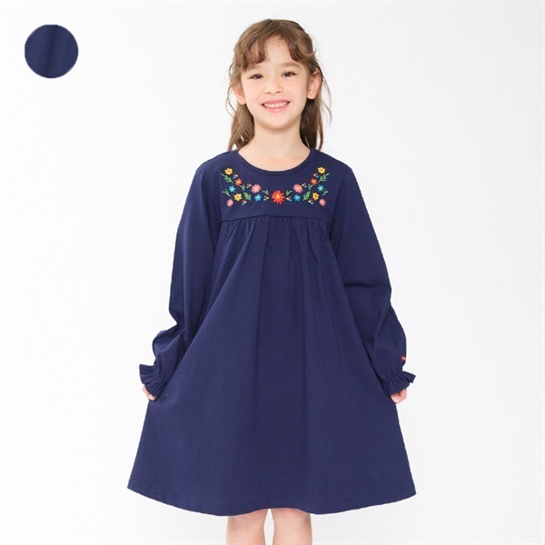 お花刺繍長袖ワンピース ワンピース｜子供服・ベビー服の通販はこども