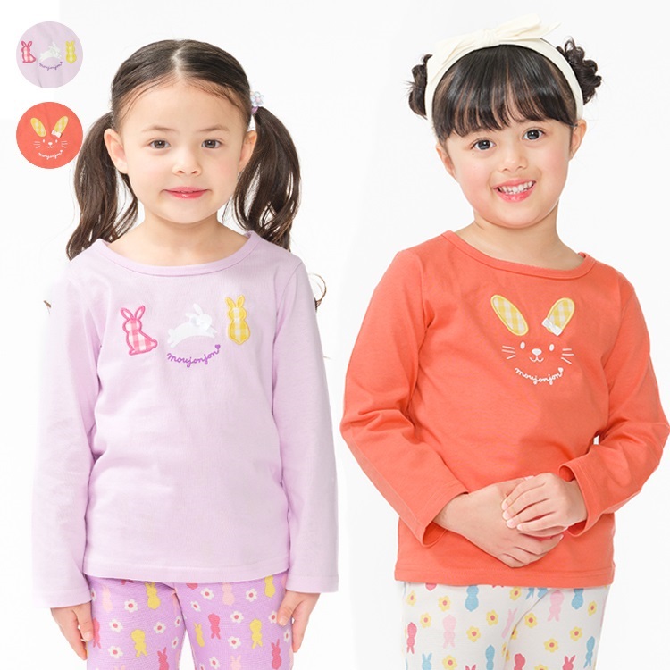 うさぎアップリケ長袖Tシャツ