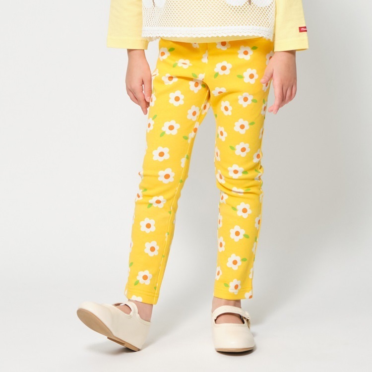 お花総柄フライスロングパンツ(イエロー-80cm)