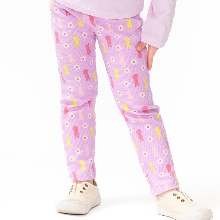 うさぎ柄リップルロングパンツ(ラベンダー-130cm)