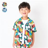 ボタニカル柄レーヨン半袖シャツ