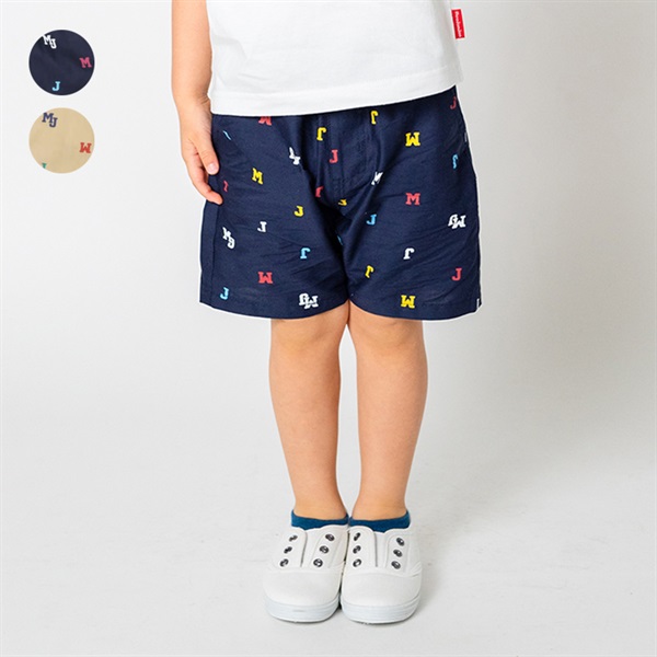 *ロゴ総柄ストレッチダンプ5分丈ハーフパンツ