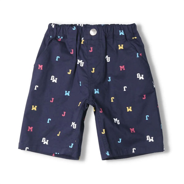 *ロゴ総柄ストレッチダンプ5分丈ハーフパンツ(コン-100cm)