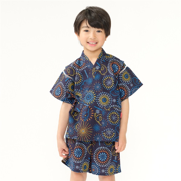 花火柄甚平(ネイビー-90cm)