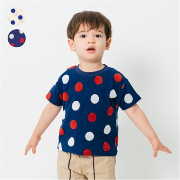 水玉柄半袖Tシャツ