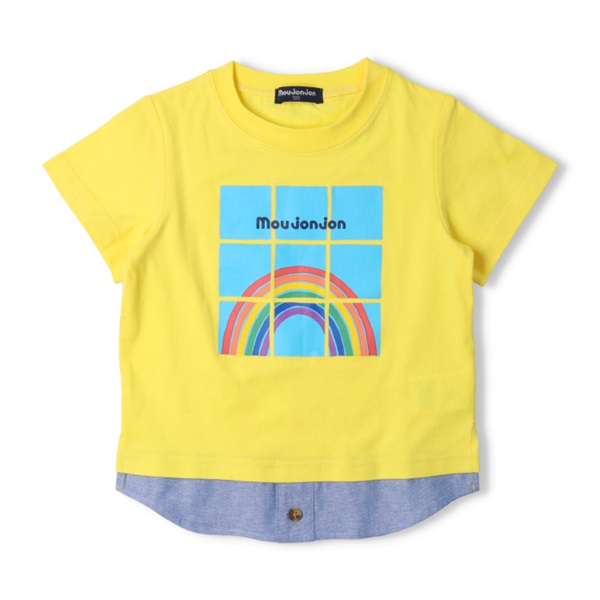 レインボープリント半袖Tシャツ(イエロー-140cm)