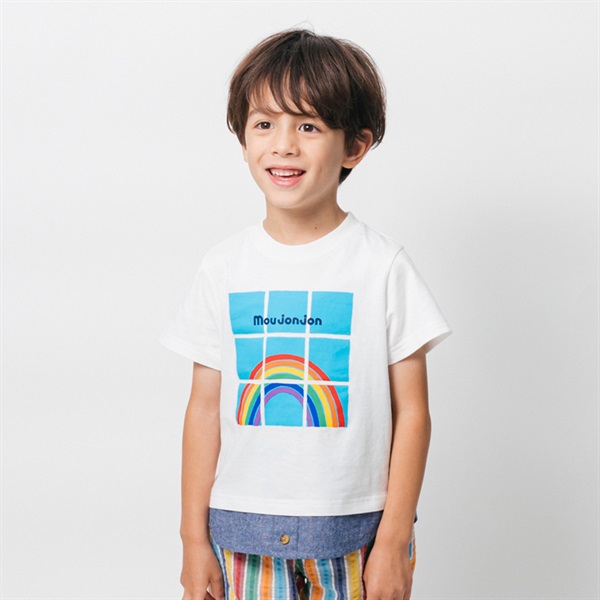レインボープリント半袖Tシャツ(ホワイト-80cm)