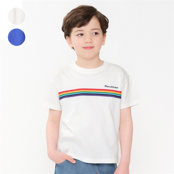 レインボーテープ使い半袖Tシャツ
