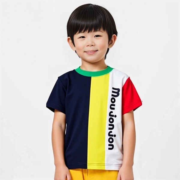 ロゴプリント切替半袖Tシャツ(ネイビー-130cm)