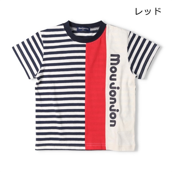 ロゴプリント切替半袖Tシャツ(レッド-90cm)