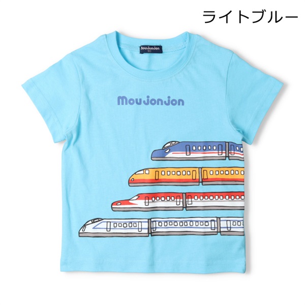 【プチプラ】乗り物プリント半袖Tシャツ(ライトブルー-110cm)