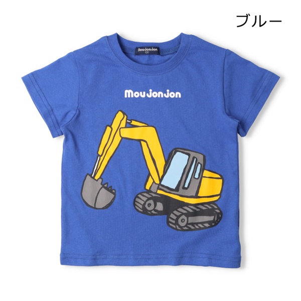 【プチプラ】乗り物プリント半袖Tシャツ(ブルー-80cm)