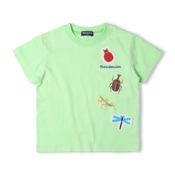昆虫プリント半袖Tシャツ(エメラルドグリーン-80cm)