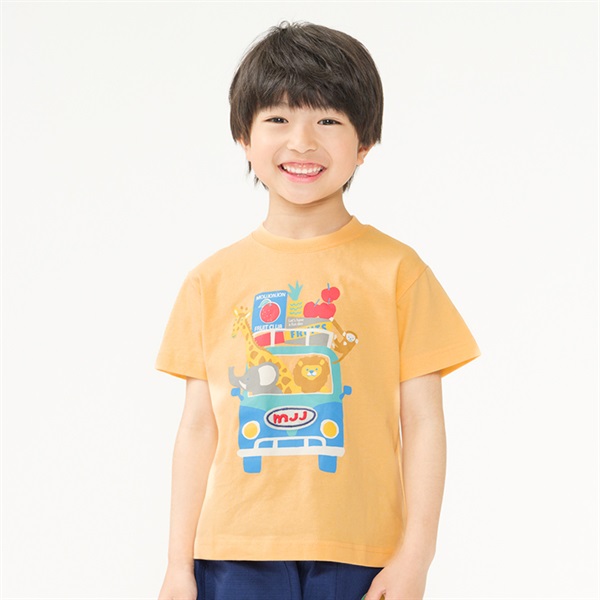 フルーツ＆動物プリント半袖Tシャツ(オレンジ-80cm)