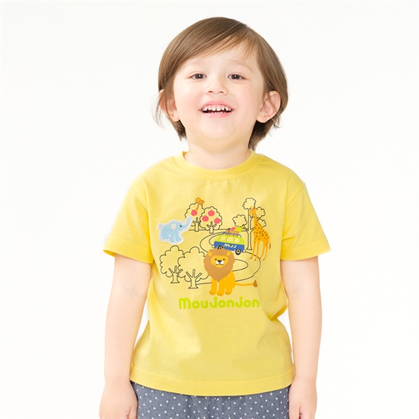 動物プリント半袖Tシャツ(イエロー-130cm)