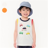 車アップリケプリントタンクトップ