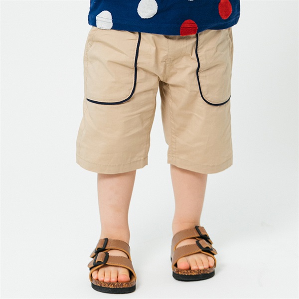 無地ダンプ６分丈ハーフパンツ(ベージュ-90cm)