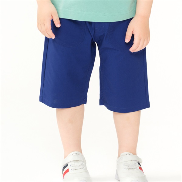ストレッチダンプ無地6分丈ハーフパンツ(ブルー-140cm)
