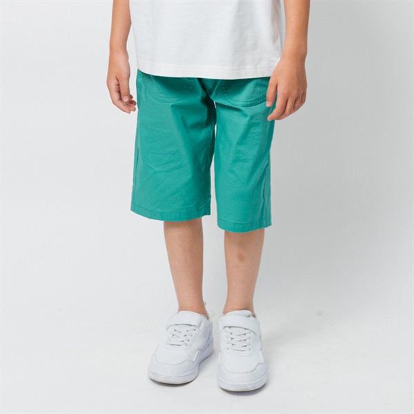 ストレッチダンプ無地6分丈ハーフパンツ(エメラルドグリーン-90cm)