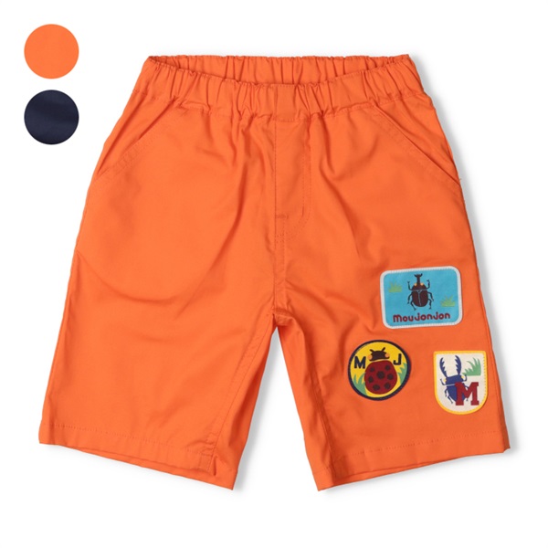 昆虫アップリケ付ダンプ5分丈ハーフパンツ