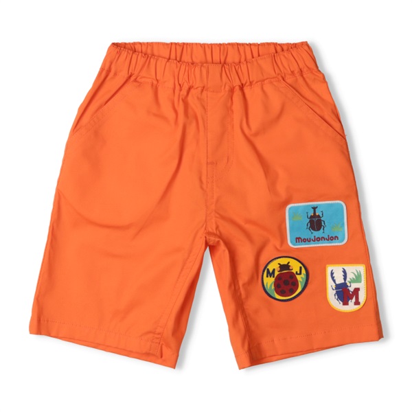 昆虫アップリケ付ダンプ5分丈ハーフパンツ(オレンジ-120cm)